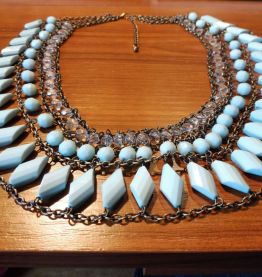 Collier retro turquoises triple rangs