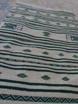 Tapis kilim blanc et vert fait main en pure laine 