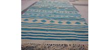 Tapis berbère beige et bleu fait main 