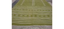 Tapis kilim vert et blanc fait main vert et blanc 