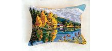 Coussin canevas paysage lac de montagne