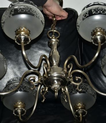 grand lustre type western en étain