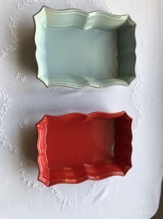 Lot de deux plats à gratin en grès 