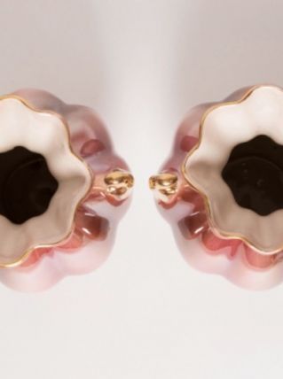 Paire vases roses avec dorures.