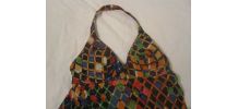 robe motif cubes vintage 70
