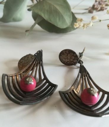 Boucle d'oreille Retro Boule rouge