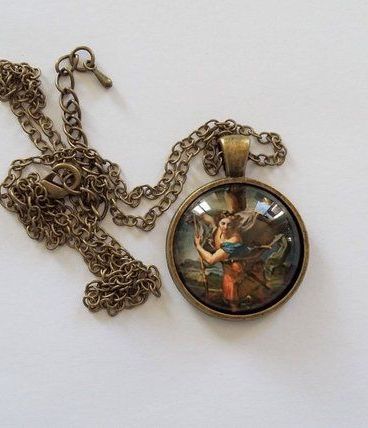 Pendentif Religieux Médaillon Saint MICHEL Image sous Verre 