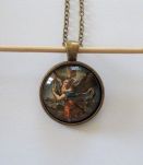Pendentif Religieux Médaillon Saint MICHEL Image sous Verre 