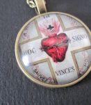Pendentif Religieux Médaillon COEUR Sacré Epines 