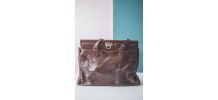 magnifique Sac Texier en cuir Vintage