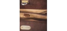 magnifique Sac Texier en cuir Vintage