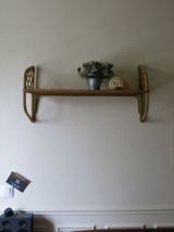 Etagère murale en bois &amp; rotin 60s