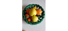 coupe à fruits vintage en céramique tressée verte années 50