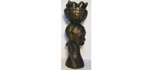 Statue buste femme art africain vintage bois porteuse