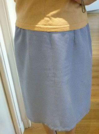 Jupe vintage pied de poule bleu et blanc en bon état 
