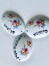 Ensemble de 3 plaques de porte vintage en porcelaine
