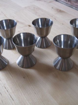 6 coquetiers inox vintage 