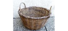 panier  rond   avec 2 anses en rotin  , vintage