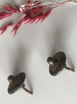 Paire de boutons de porte anciens en laiton doré