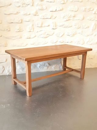 Table basse de ferme en chêne ciré vintage