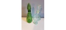 2 flacons vintage en verre en forme de grappe de raisin