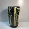 Vase en  céramique noir et vert, style scandinave, année 50s