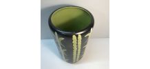 Vase en  céramique noir et vert, style scandinave, année 50s