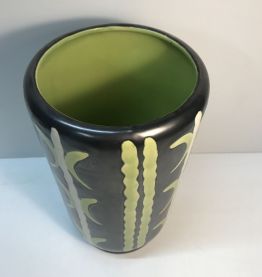 Vase en  céramique noir et vert, style scandinave, année 50s