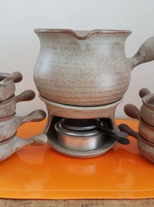 Ensemble à fondue en grès