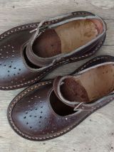 chaussures bébé cuir marron année 50