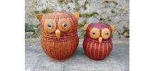 chouettes vintage osier rotin vide poche