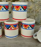 lot 6 mugs Mobil en céramique année 80