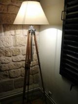 très grand lampadaire s/ancien trépied photo bois
