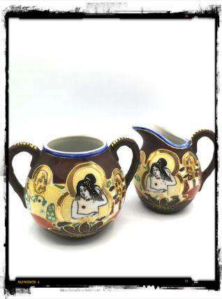 Pot à lait et sucrier porcelaine asiatique