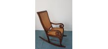Rocking chair vintage-Bois massif et vannerie