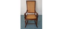 Rocking chair vintage-Bois massif et vannerie