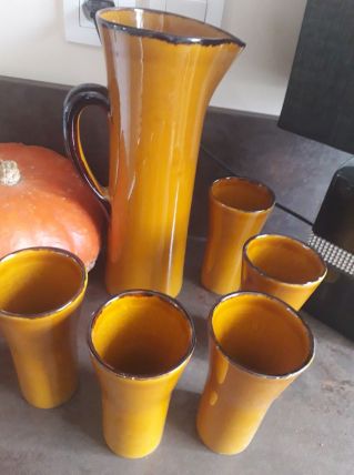 Service ancien orangeade avec 5 verres 