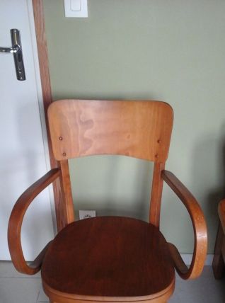 Fauteuil chaise bridge percé années 50