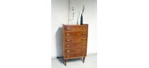 Chiffonier commode 6 tiroirs vintage pieds compas 1960's