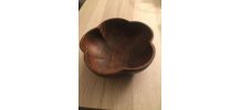 Très belle corbeille à fruis vintage en bois foncé, avec arr