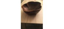 Très belle corbeille à fruis vintage en bois foncé, avec arr
