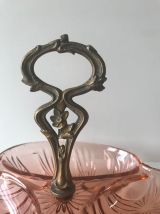Plat art déco en cristal rose Bayel