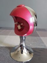 réveil vintage pied tulipe couleur chromé et rouge