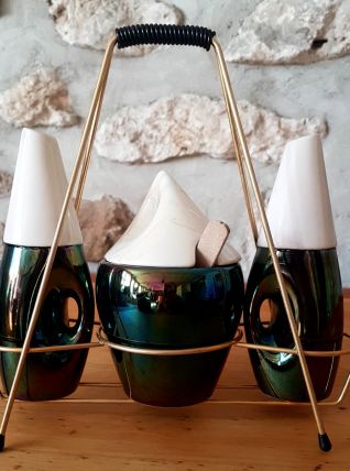Ensemble saliere poivriere et pot à moutarde vintage
