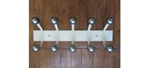 Porte manteau metal 70s boules chromées 10 patères TBE
