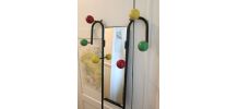 Grand porte manteau métal &amp;amp; boules bois 50s Roger Feraud