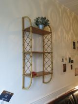 Etagère verticale en rotin &amp; bois 60s TBE