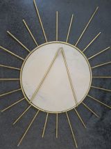 Ancien miroir soleil sorcière metal doré a l'or fin 50s