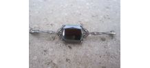 ancienne broche argent serti d'une hématite