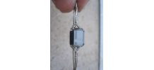 ancienne broche argent serti d'une hématite